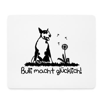 367b Bullterrier machen glücklich - Mousepad (Querformat) - Weiß - Vorne