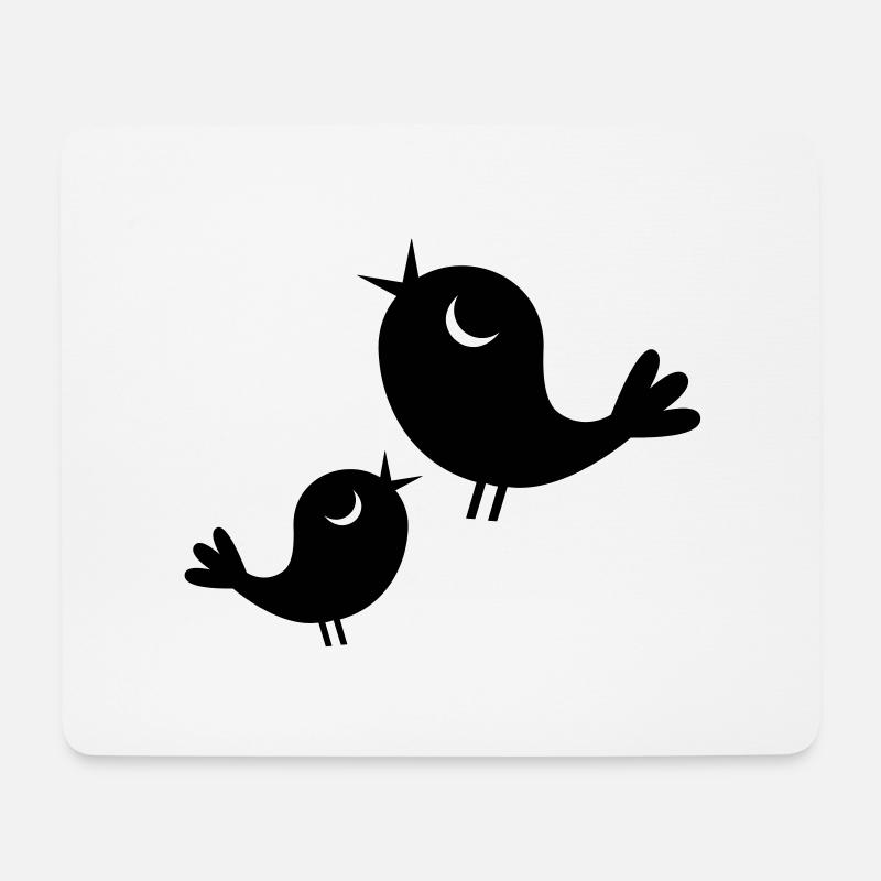 Vögelchen beim Twittern - Mousepad (Querformat) - Weiß