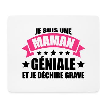 je suis une maman géniale et je déchire grave - Tapis de souris (format paysage) - blanc - Devant