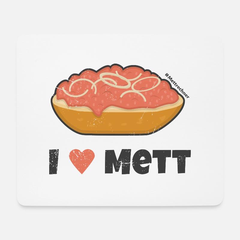I love Mett - Dunkles Design - Mousepad (Querformat) - Weiß