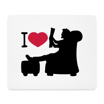I love herz liebe zeitung lesen nachrichten wohnzi - Mousepad (Querformat) - Weiß - Vorne