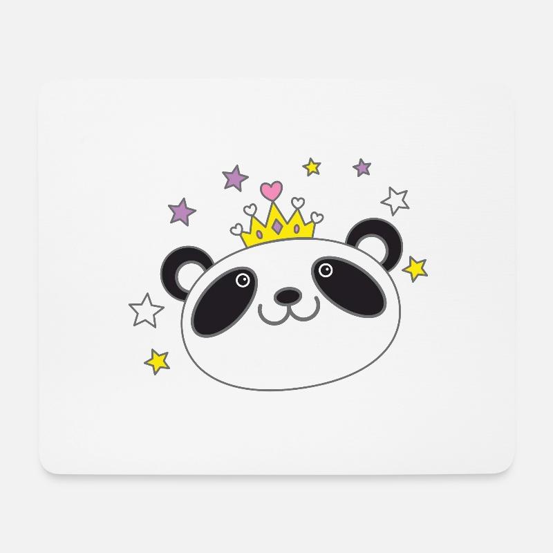 Panda Gesicht Krone in einer königlichen Krone - Mousepad (Querformat) - Weiß