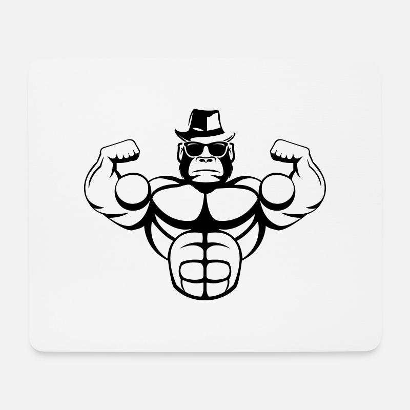 strong_gorilla_001 - Mouse Pad (horizontal) - white
