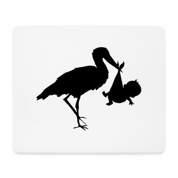 Baby and Stork - Mouse Pad (horizontal) - white - Front