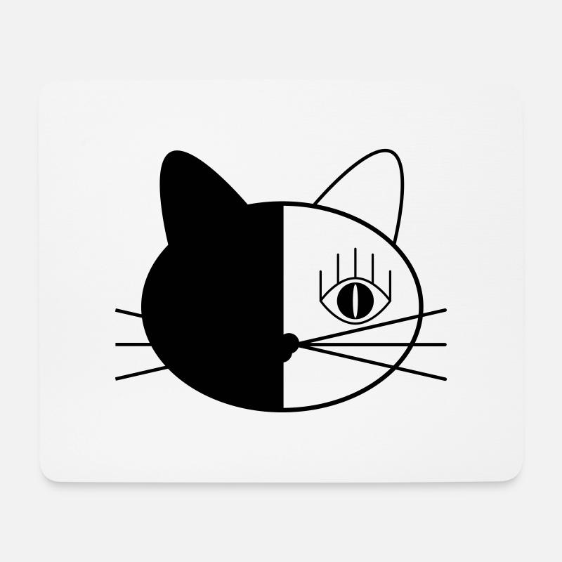 Black and White Kitty - Mousepad (Querformat) - Weiß