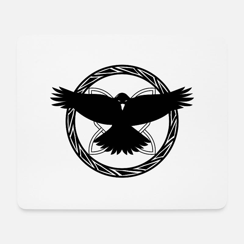 Wikinger Symbol Nordisch Zeichen Raben Rabe Tribal - Mousepad (Querformat) - Weiß