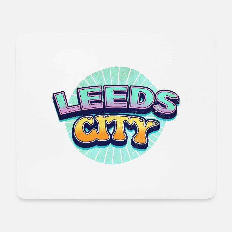 Leeds England UK Stadt Schrift Pop Art Comic - Mousepad (Querformat) - Weiß