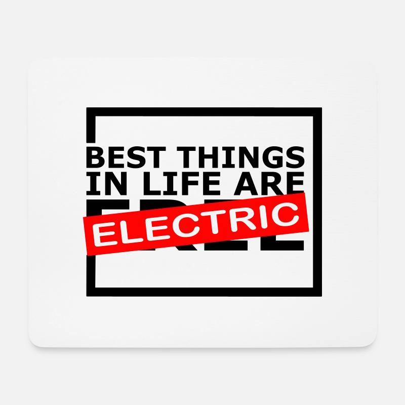 Die besten Dinge im Leben sind elektrisch 😎 - Mousepad (Querformat) - Weiß