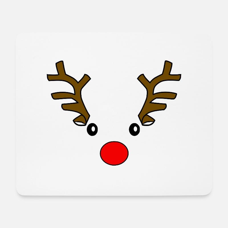 Rentier Gesicht Weihnachten Rudolf - Mousepad (Querformat) - Weiß