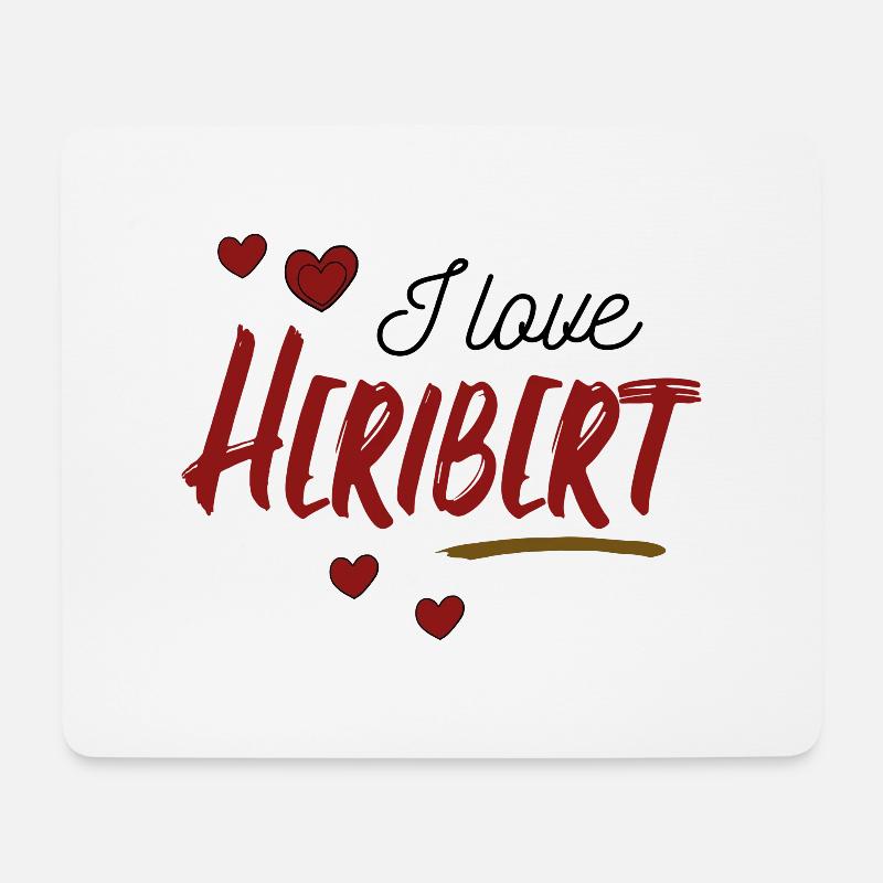 Valentinstag - I Love Heribert Ich liebe Herz Name - Mousepad (Querformat) - Weiß