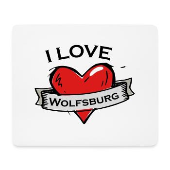 Wolfsburg - Ich liebe Stadtnamen in Tattoo Stil - Mousepad (Querformat) - Weiß - Vorne