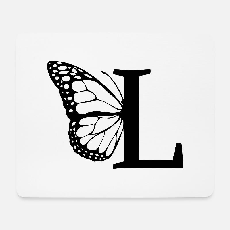 Buchstabe L Schmetterling - Mousepad (Querformat) - Weiß