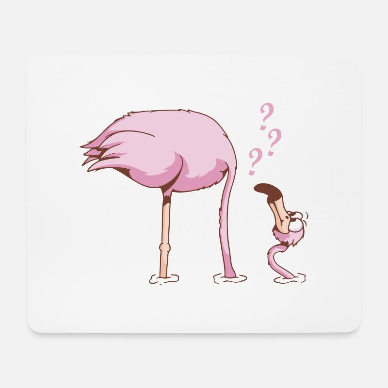 irritierter FLAMINGO - Mousepad (Querformat) - Weiß