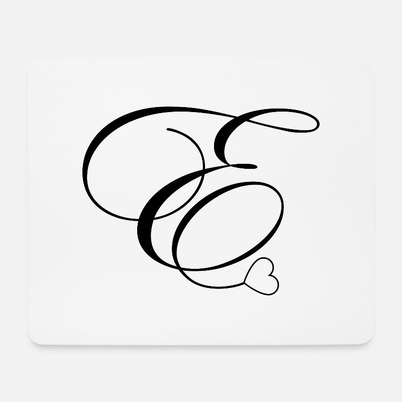 Buchstabe e Kalligraphie Herz - Mousepad (Querformat) - Weiß