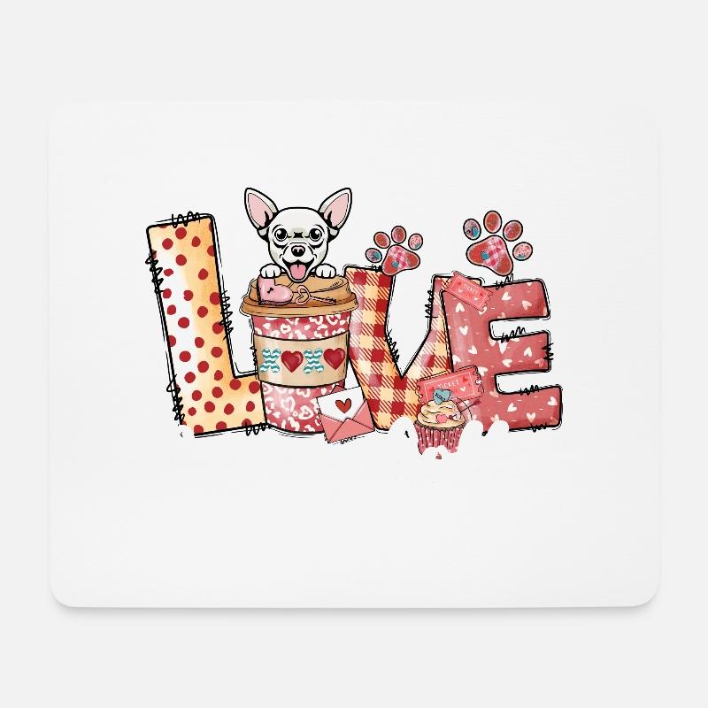 Chihauhau Hund Kaffee Liebhaber Valentinstag - Mousepad (Querformat) - Weiß