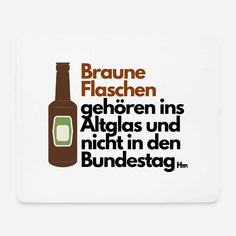 Braune Flaschen ins Altglas nicht in den Bundestag - Mousepad (Querformat) - Weiß