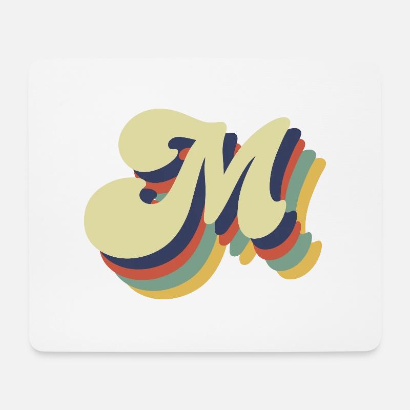 Retro M Buchstabe - Mousepad (Querformat) - Weiß