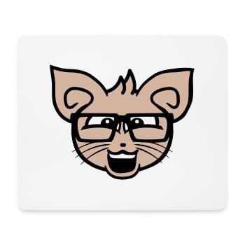 Nerd Cat Horn-Rimmed Glasses Geek Clever Kitten Head - Mouse Pad (horizontal) - white - Front