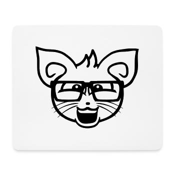 Nerd Cat Horn-Rimmed Glasses Geek Clever Kitten Head - Mouse Pad (horizontal) - white - Front