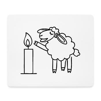 singendes Schaf mit Kerze Weihnachten - Mousepad (Querformat) - Weiß - Vorne