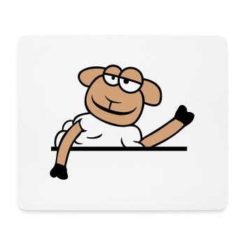 Schaf Winkt Hinter Mauer Zaun Schild Cool Lächeln - Mousepad (Querformat) - Weiß - Vorne