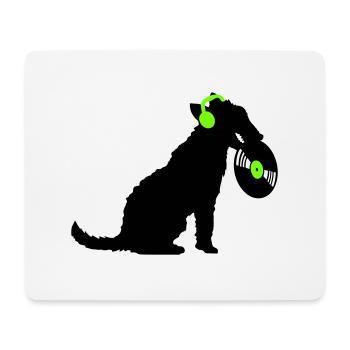 Hund DJ Musik Auflegen Club Disko Schallplatte Fun - Mousepad (Querformat) - Weiß - Vorne