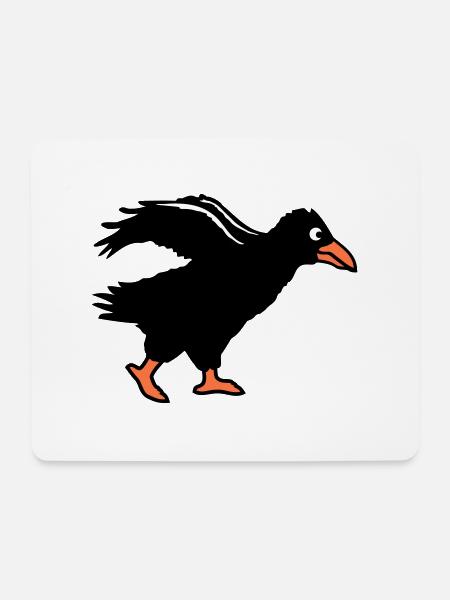 Rabe Vogel geht Krähe schnell rennen laufen lustig - Mousepad (Querformat) - Weiß