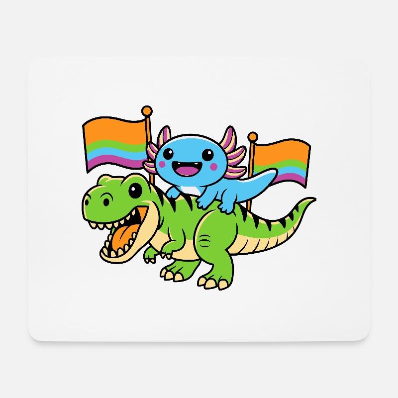 Transgender Axolotl Dino Fahrt - Mousepad (Querformat) - Weiß