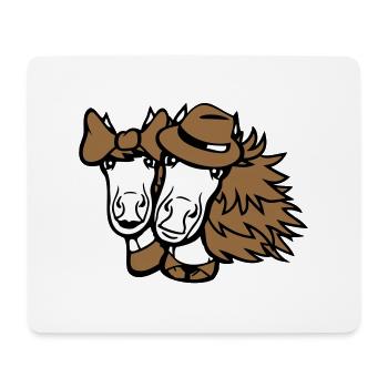 2 Chevaux Homme Femme Amoureux Saint Valentin Amour - Tapis de souris (format paysage) - blanc - Devant