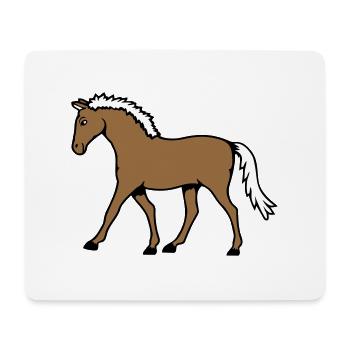 cheval course va cavalier dessin animé équitation mignon bande dessinée - Tapis de souris (format paysage) - blanc - Devant