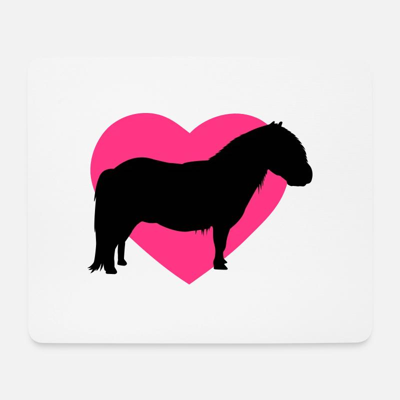 Pony und Herz - Mousepad (Querformat) - Weiß