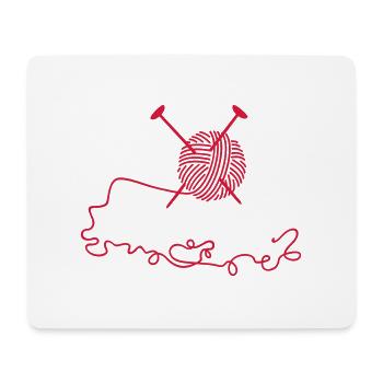 pelote de laine et aiguilles à tricoter / wool n - Tapis de souris (format paysage) - blanc - Devant