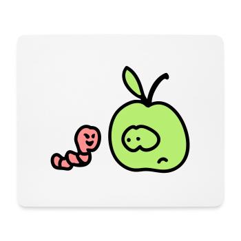 Apfel + Wurm 3 - Mousepad (Querformat) - Weiß - Vorne