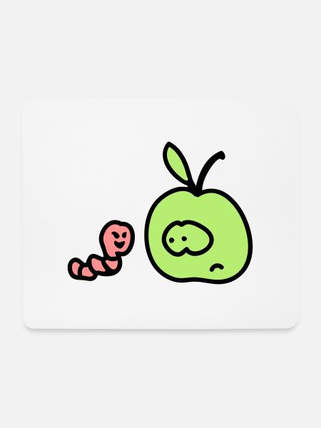 Apfel + Wurm 3 - Mousepad (Querformat) - Weiß
