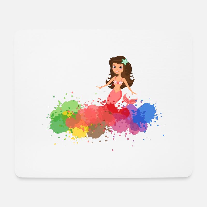 Meerjungfrau mit Farbklecksen - Mousepad (Querformat) - Weiß