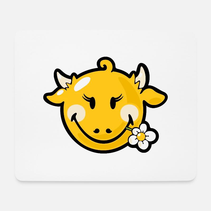 Smiley Cow - Mousepad (Querformat) - Weiß