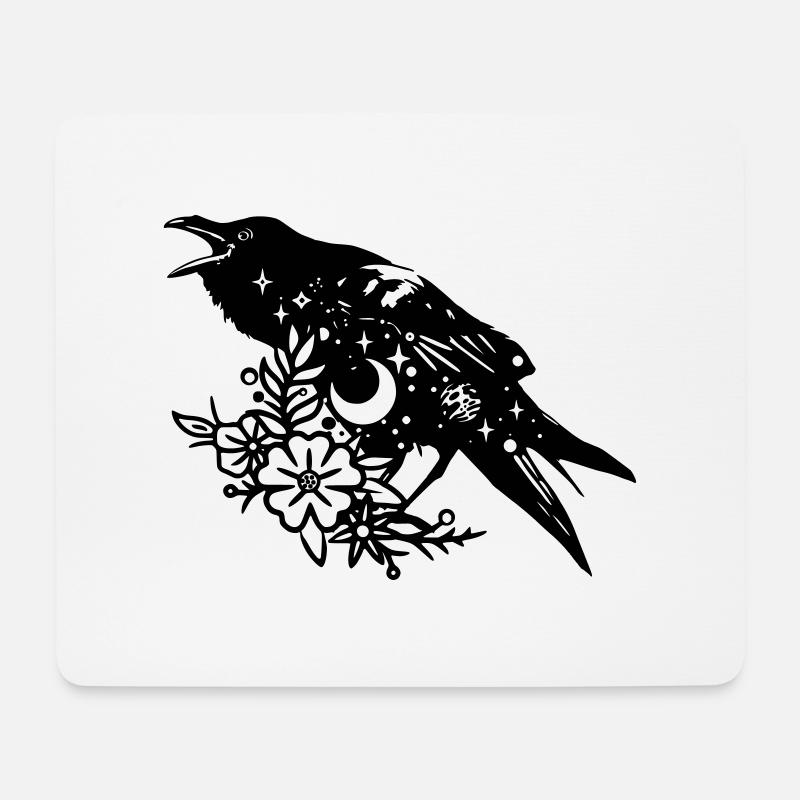 Rabe Flora - Mousepad (Querformat) - Weiß