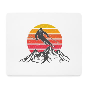 Ski sports d'hiver montagnes soleil - Tapis de souris (format paysage) - blanc - Devant