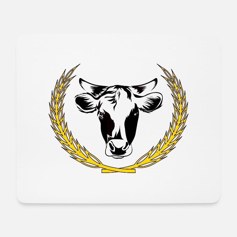 Kuh mit Ähre - Mousepad (Querformat) - Weiß