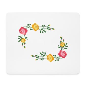 Flowers wreath frame - Mouse Pad (horizontal) - white - Front