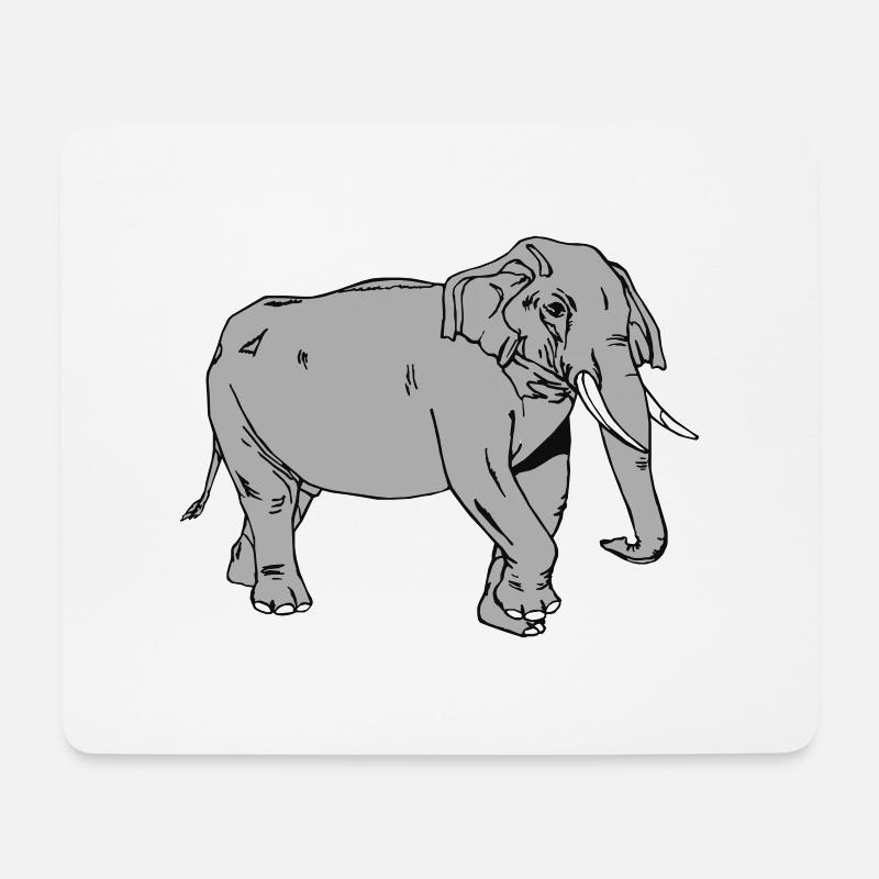 Elefant - Mousepad (Querformat) - Weiß