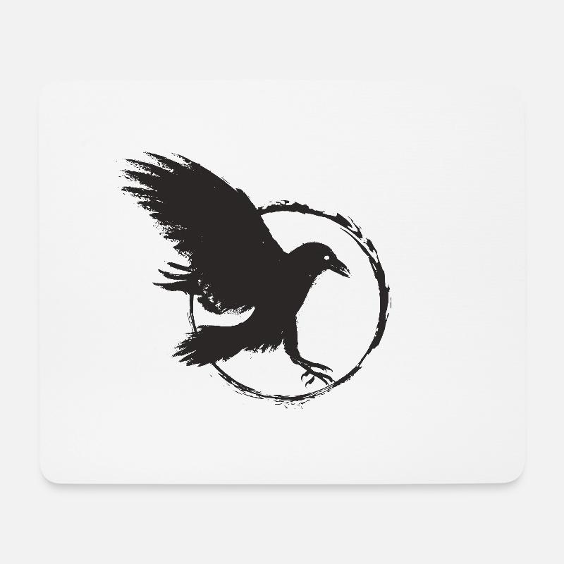 Rabe - Mousepad (Querformat) - Weiß