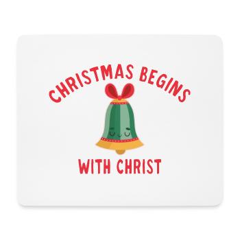 Christmas Begins With Christ avec une jolie cloche - Tapis de souris (format paysage) - blanc - Devant