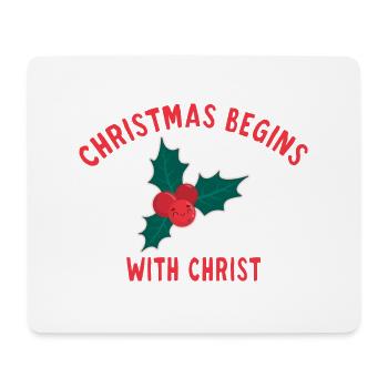 Christmas Begins With Christ branche de gui - Tapis de souris (format paysage) - blanc - Devant