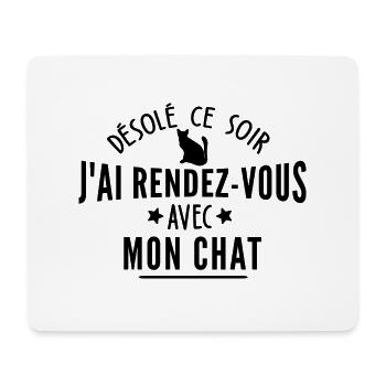 j ai rendez vous avec mon chat / humour chat - Tapis de souris (format paysage) - blanc - Devant