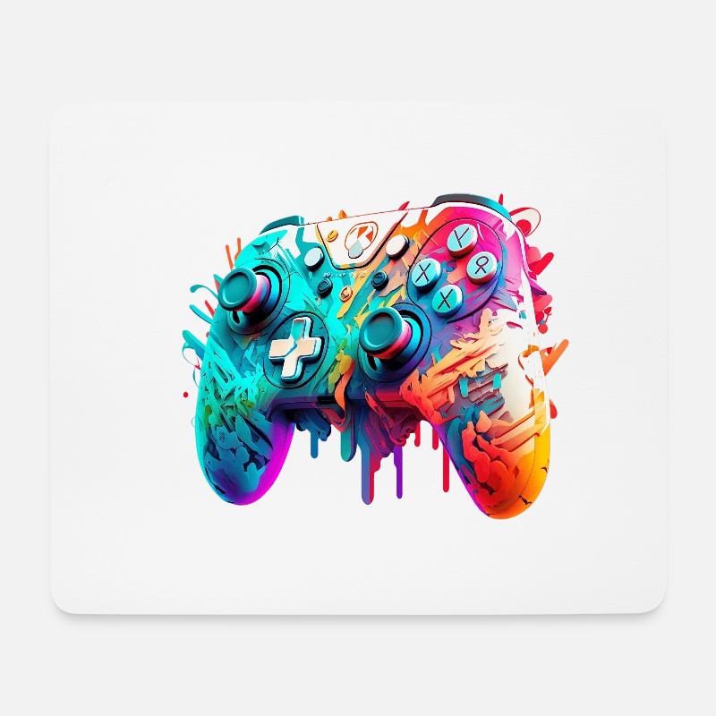 Neon Gaming Controller / Kontroller - Mousepad (Querformat) - Weiß