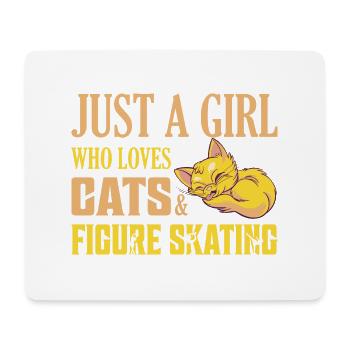 Just A Girl Who Loves Cats & Figure Skating Ice Sk - Mousepad (Querformat) - Weiß - Vorne