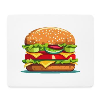 Colorful tasty hamburger cheeseburger illustration - Mouse Pad (horizontal) - white - Front