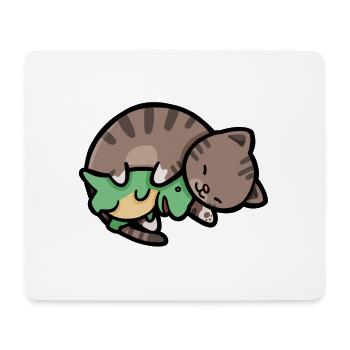 hugadino Katze mit Dino, süßer Dinosaurier, T-Rex - Mousepad (Querformat) - Weiß - Vorne