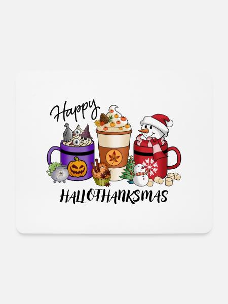 Happy HalloThankMas Vibes Coffee - Mousepad (Querformat) - Weiß